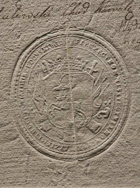 Seal of the Civil-Military Order Commission of the Lublin Province, dry impression. Round seal