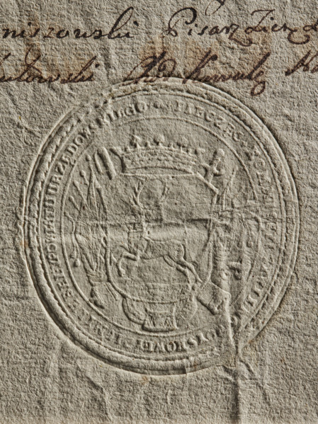 Round dry impression of the seal of the Civil-Military Order Commission of the Lublin Province,