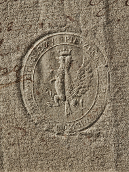 Seal of the Civil-Military Order Commission of the Leczyca Voivodeship. Dry impression; document