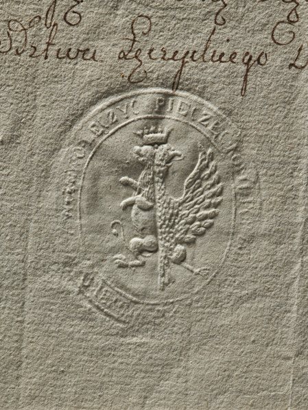 Seal of the Civil-Military Order Commission of the Leczyca Voivodeship; dry impression attached to