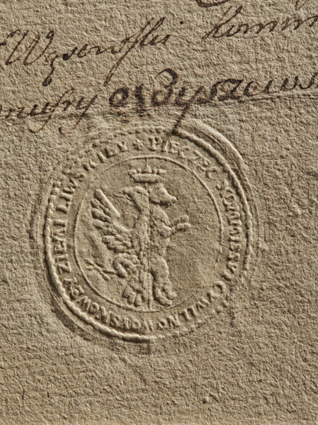 Seal of the Civil-Military Order Commission of the Liw Land, dry impression, Zurakowski, Witold