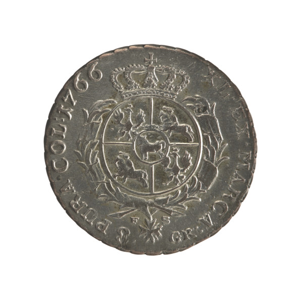 2 gold crown coins, publisher Sylm, Frederick William (fl. 1765–1767); obverse: head of Stanislaw