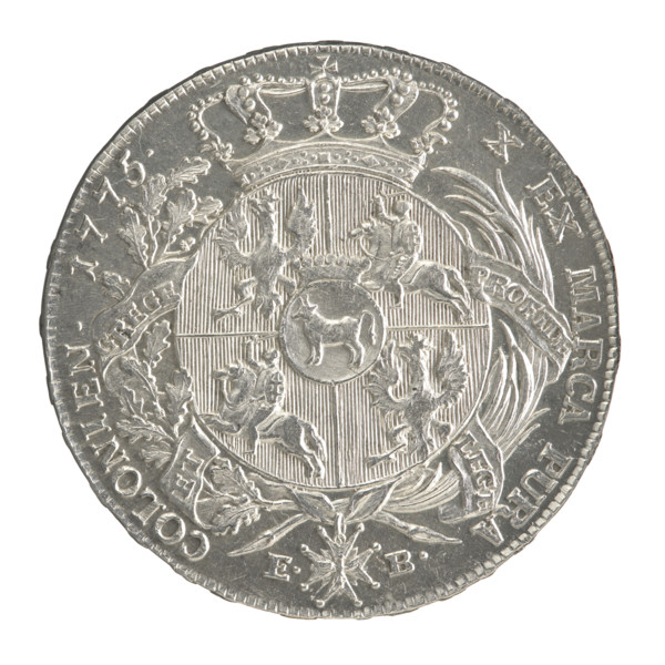 Crown thaler by Efraim Brenn (fl. 1774–1792), 1775. Obverse: Head of Stanislaw August Poniatowski
