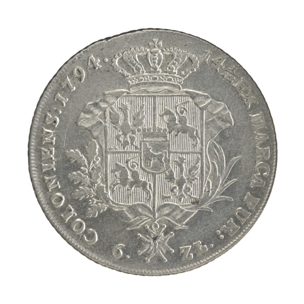 Crown thaler, Stanislaw August Poniatowski (King of Poland; 1732–1798). Obverse: Head of Stanislaw