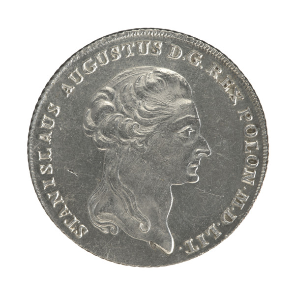 Crown thaler of Stanislaw August Poniatowski (King of Poland; 1764–1795). Obverse: head of