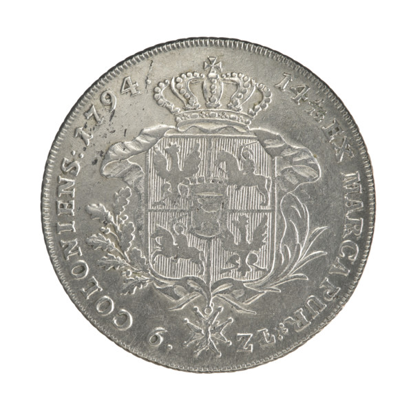 Crown thaler, Stanislaw August Poniatowski (King of Poland; 1732–1798). Obv.: Head of Stanislaw