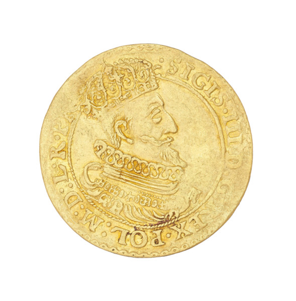 Gdansk ducat, Sigismund III Vasa (King of Poland; 1587–1632). Obverse: Bust of the king with a