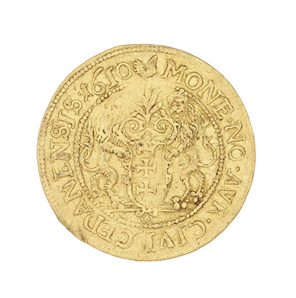Gdansk ducat by Daniel Klüwer (fl. 1608–1618), 1610. Obverse: Bust of King Sigismund III Vasa