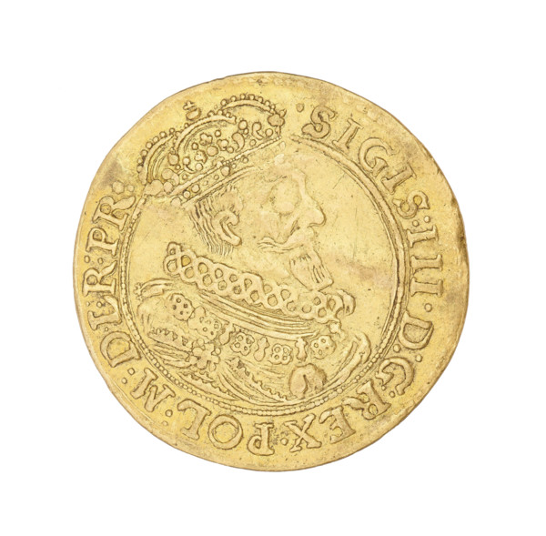 Gdansk ducat, Sigismund III Vasa (King of Poland; 1587–1632). Obverse: Bust of the king with a
