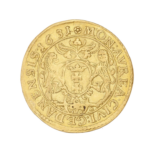 Gdansk ducat, Sigismund III Vasa (King of Poland; 1587–1632). Obverse: Bust of the king with a