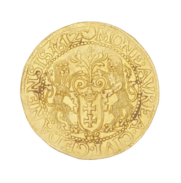 Gdansk ducat by Daniel Klüwer (fl. 1608–1618), 1612. Obverse: Bust of King Sigismund III Vasa