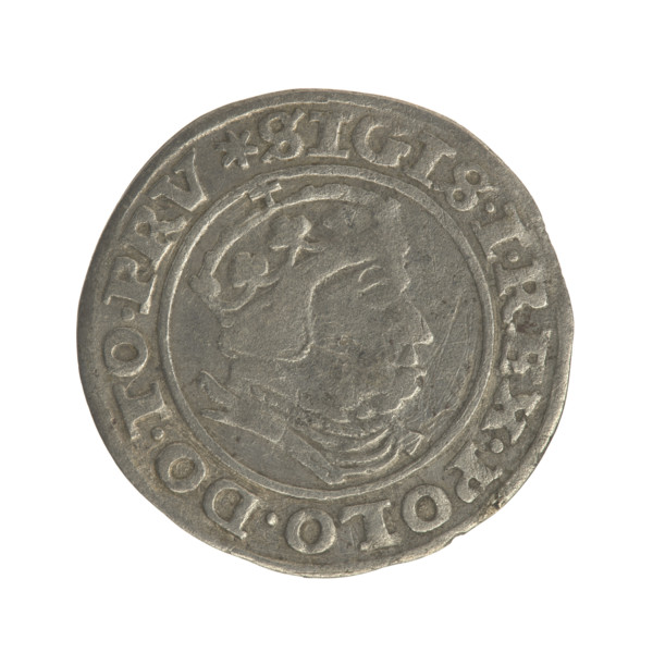 Gdansk grosz, Sigismund I the Old (King of Poland; 1506–1548). Polish coin (1540). Obverse: Crowned