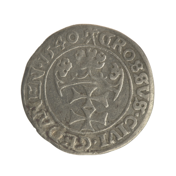 Gdansk grosz, Sigismund I the Old (King of Poland; 1506–1548), Polish coin, Jagiellon dynasty.