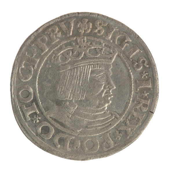 Gdansk grosz, Sigismund I the Old (King of Poland; 1506–1548). Polish coin, Jagiellonian dynasty.