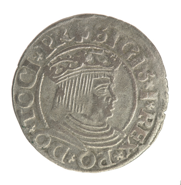 Gdansk grosz, Sigismund I the Old (King of Poland; 1506–1548). Polish coin (1532). Obverse: Crowned