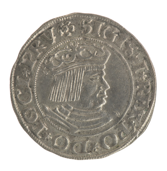 Gdansk grosz, Sigismund I the Old (King of Poland; 1506–1548). Polish coin (1531). Obverse: Crowned