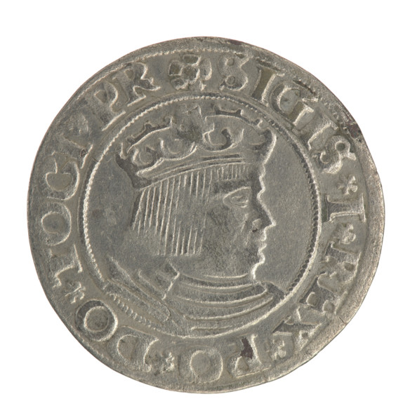 Gdansk grosz, Sigismund I the Old (King of Poland; 1506–1548). Polish coin, Jagiellon dynasty. Male