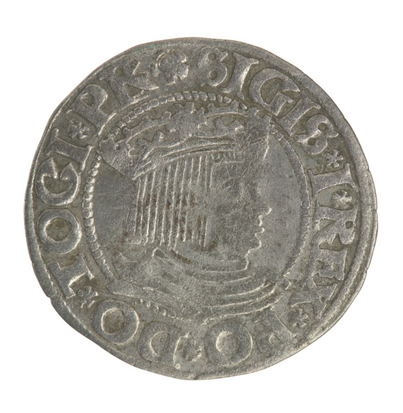 Gdansk grosz, Sigismund I the Old (King of Poland; 1506–1548). Polish coin (Jagiellon dynasty).