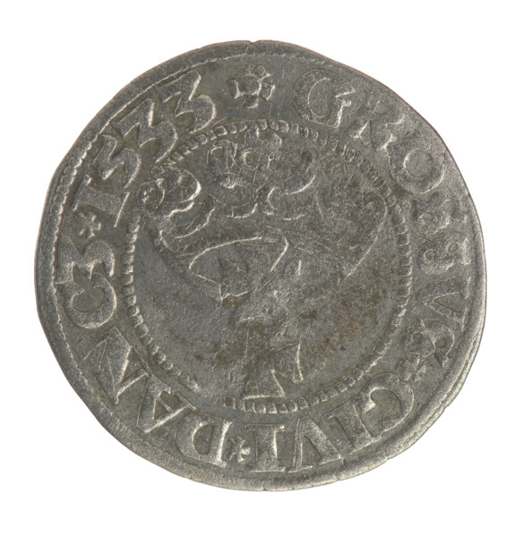 Gdansk grosz, Sigismund I the Old (King of Poland; 1506–1548). Polish coin of the Jagiellon dynasty