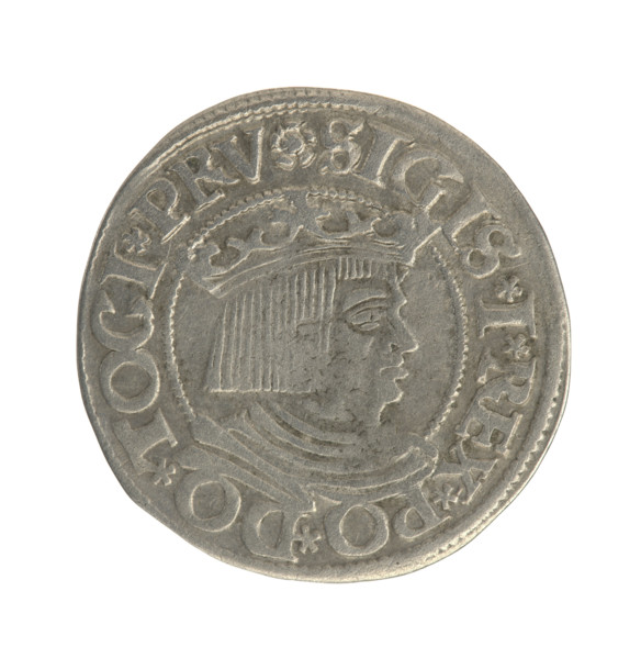 Gdansk grosz, Sigismund I the Old (King of Poland; 1506–1548). Polish coin (1534). Obverse: Crowned