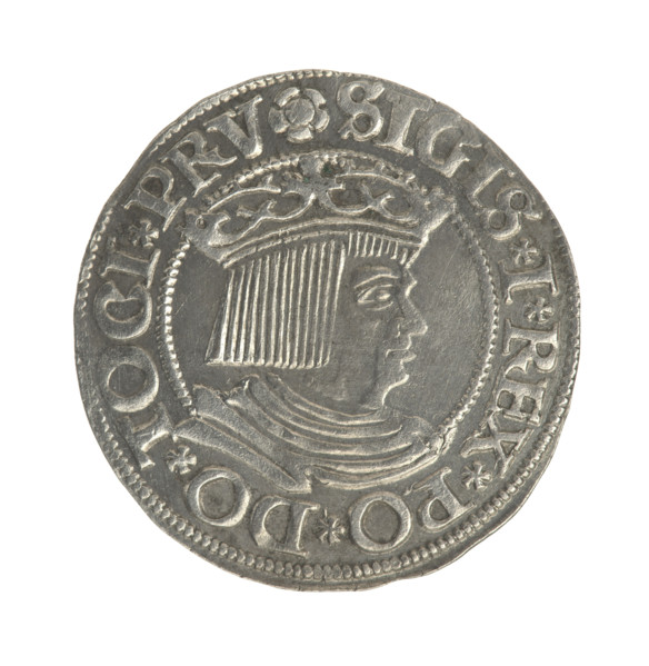 Gdansk grosz, Sigismund I the Old (King of Poland; 1506–1548). Silver coin (grosz), 1534. Obverse: