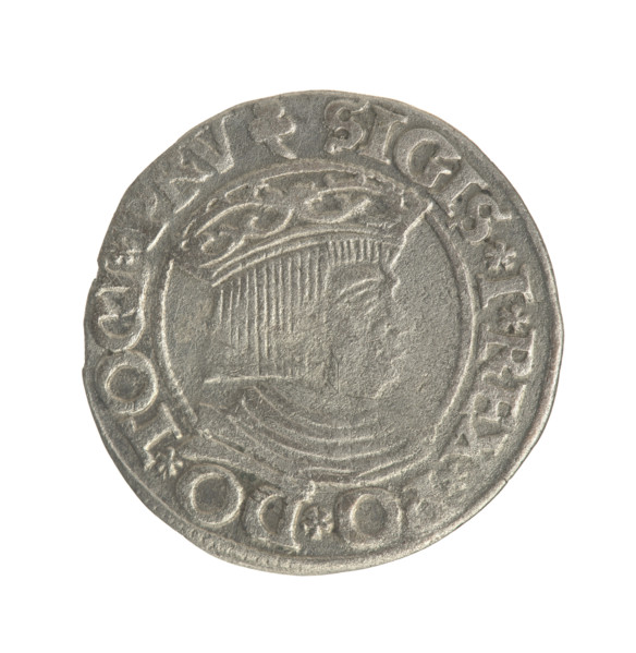 Gdansk grosz, Sigismund I the Old (King of Poland; 1506–1548). Polish coin (1535). Obverse: Crowned