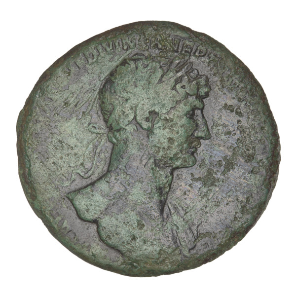 sestertius, Hadrian (76–138; Roman emperor 117–138); obverse: Hadrian's head to the right, laurel