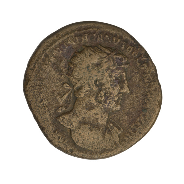 Dupondius, Hadrian (76–138; Roman emperor 117–138). Obverse: Bust of Hadrian with radiant crown