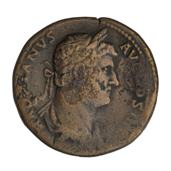 Sestertius, Hadrian (76–138; Roman emperor 117–138). Obverse: Bust of Hadrian with laurel wreath