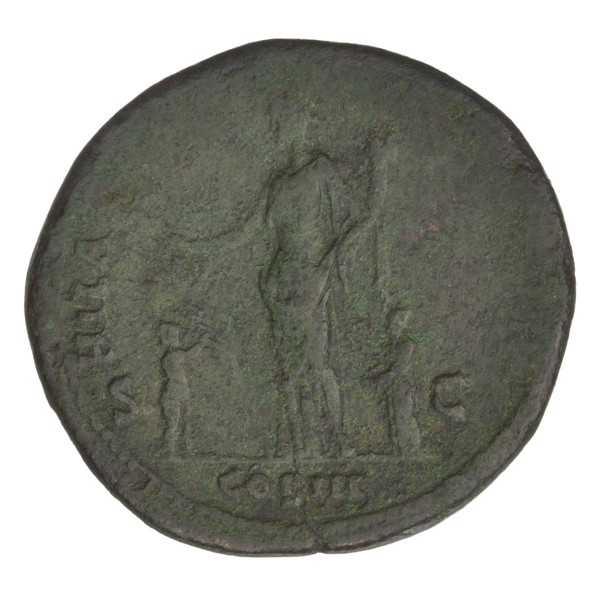 Sestertius, Hadrian (76–138; Roman emperor 117–138). Obverse: bust of Hadrian facing right in