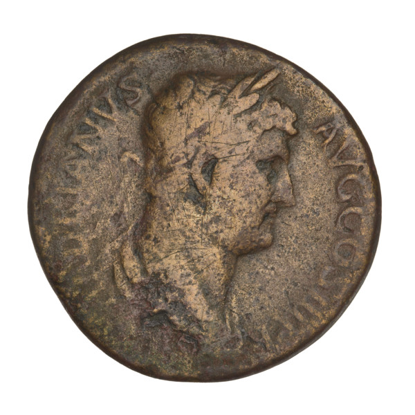 Sestertius, Hadrian (76–138; Roman emperor 117–138). Obverse: bust of Hadrian facing right in