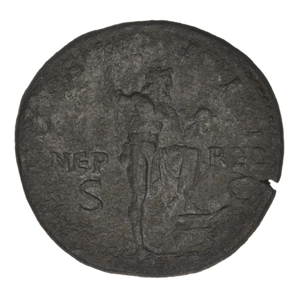 sestertius, Hadrian (76–138; Roman emperor 117–138), Neptune (mythology), laurel wreaths, heads,