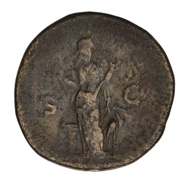Sestertius, Hadrian (76–138; Roman emperor 117–138). Obverse: head of Hadrian in laurel wreath