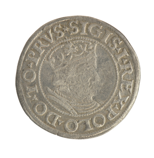 Gdansk grosz, Sigismund I the Old (King of Poland; 1506–1548). Coin. Obverse: Crowned male bust in