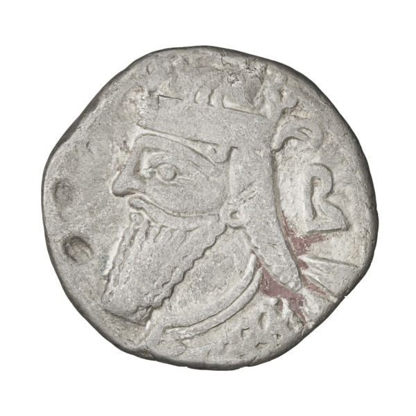 Tetradrachm (subaerate?), Vologases IV (king of the Parthians; 147–191). Obverse: head of Vologases