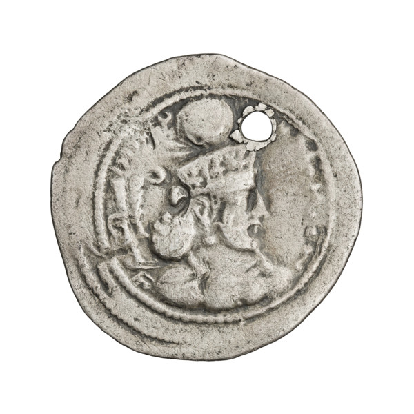 Drachma of Shapur III (ruler of Persia; 383–388). Obverse: Bust of Shapur III facing right; he