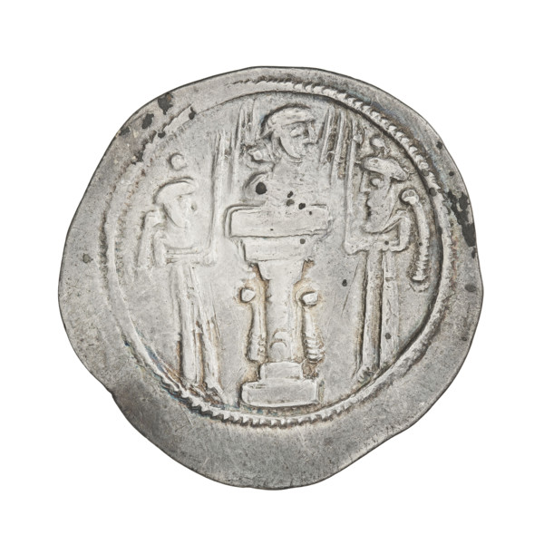 Drachma of Shapur III (ruler of Persia; 383–388). Obverse: Bust of Sapor III facing right; wearing