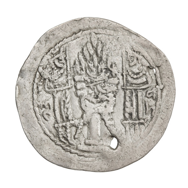 Drachma of Bahram V (ruler of Persia; 420–438). Obverse: Bust of Bahram V facing right; on his head