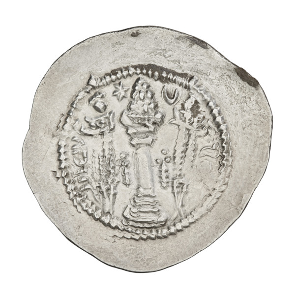 Drachma of Kavadh I (r. 488–496 and 498–531). Obverse: bust of Kavadh I facing right wearing a