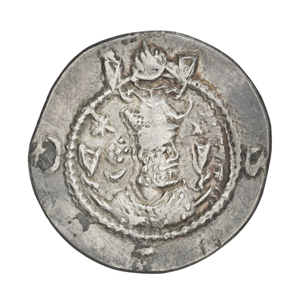 Drachma of Kavadh I (r. 488–496 and 498–531). Obverse: bust of Kavadh I facing right wearing a