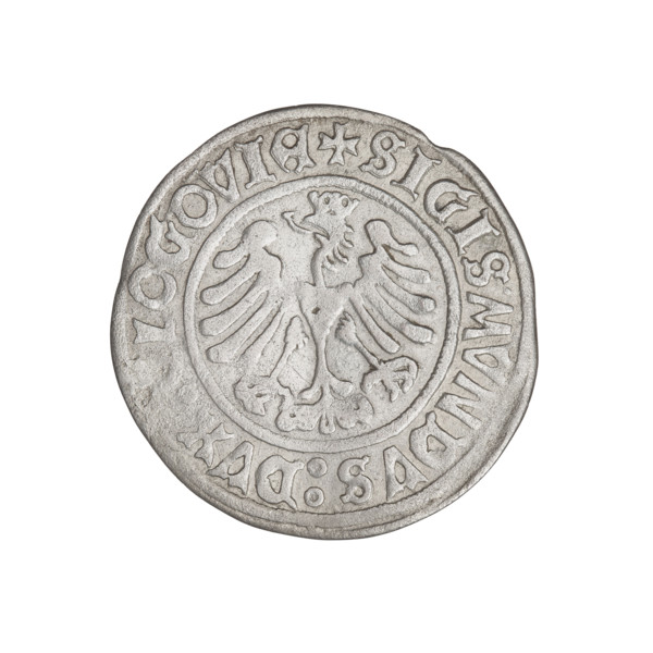 Glogów grosz, Sigismund I the Old (King of Poland; 1506–1548). Obverse: Pogon (coat of arms).