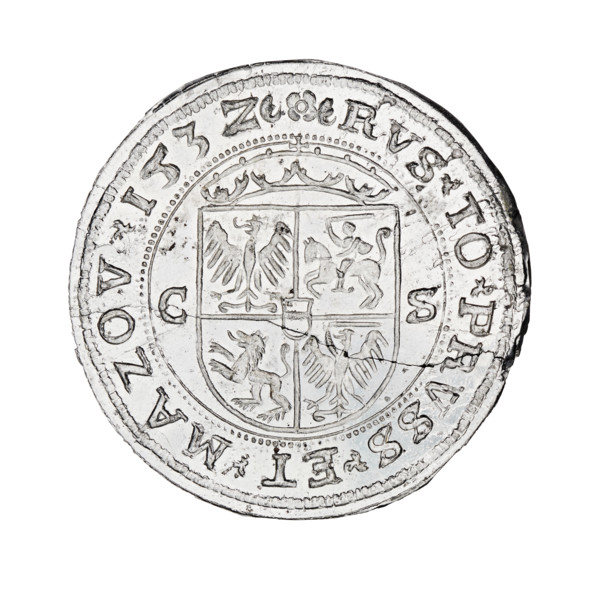 Quarter crown thaler forgery by Majnert; Sigismund I the Old (King of Poland; 1506–1548). Design: