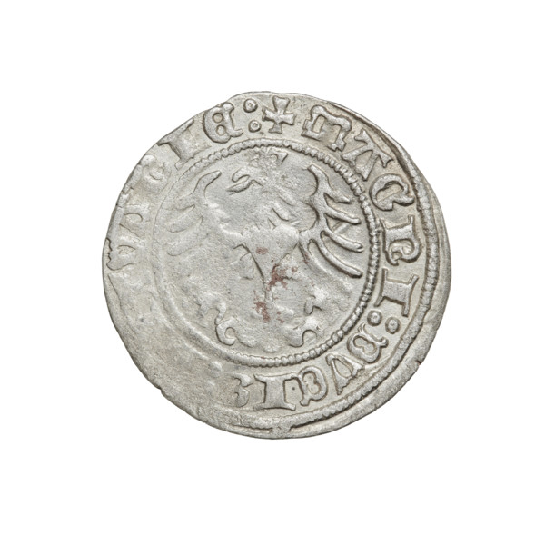 Lithuanian half-grosz of Sigismund I the Old (King of Poland, 1506–1548). Obverse: Pogon