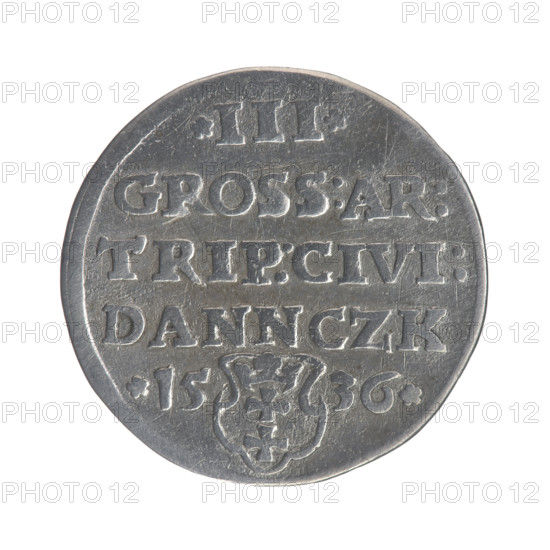 Gdansk trojak; Sigismund I the Old (King of Poland, 1506–1548); Polish coin; male busts; Sigismund