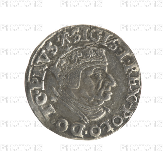 Gdansk trojak, Sigismund I the Old (King of Poland; reign 1506–1548), 1538. Silver coin (trojak).