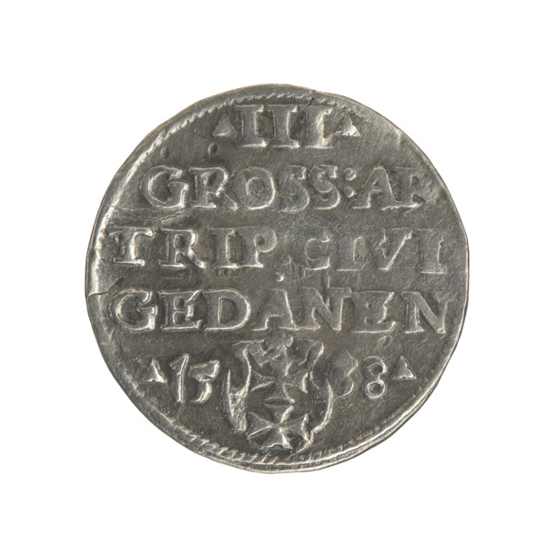 Gdansk trojak, Sigismund I the Old (King of Poland; 1506–1548). Silver coin (trojak), 1538.