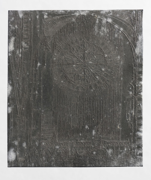 Gothic interior with a rosette; Feliks Jablczynski (1865–1928), graphic artist; church interior