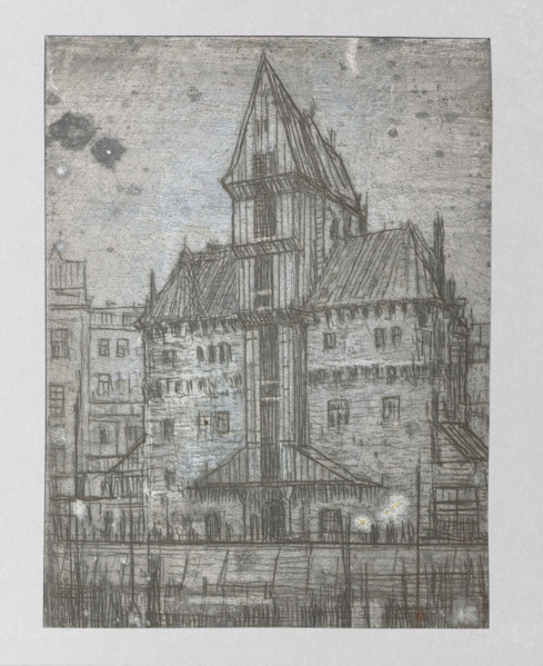 The Crane in Gdansk; Feliks Jablczynski (1865–1928), graphic artist; tenement houses; cityscapes;