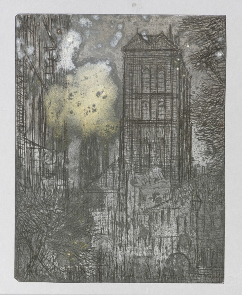 View of St. Mary's Basilica in Gdansk from Piwna Street; verso: View of a medieval building in the