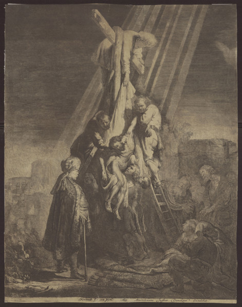Descent from the Cross, Rembrandt van Rijn (1606–1669), graphic artist; Jan Georg van Vliet (ca.